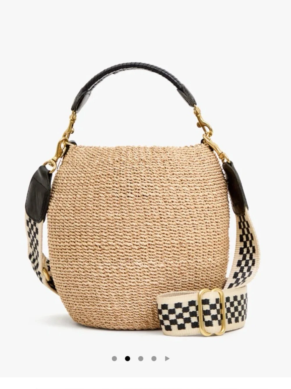 Clare V black and cream adjustable checkered strap - Picture 4 of 5